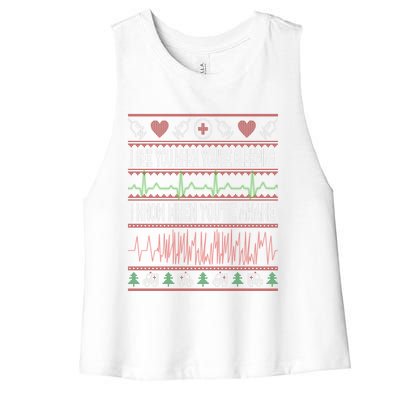 Tachy Nurse Ugly Christmas Sweater Doctor Medical Great Gift Women's Racerback Cropped Tank