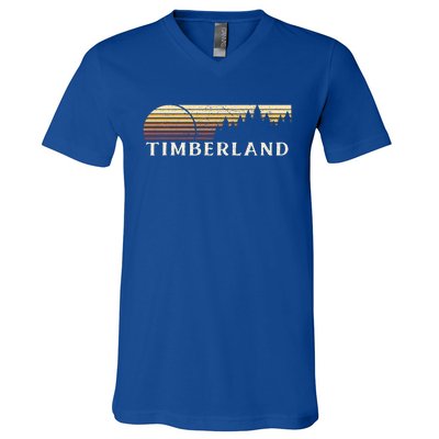 Timberland NC Vintage Evergreen Sunset Eighties Retro  V-Neck T-Shirt