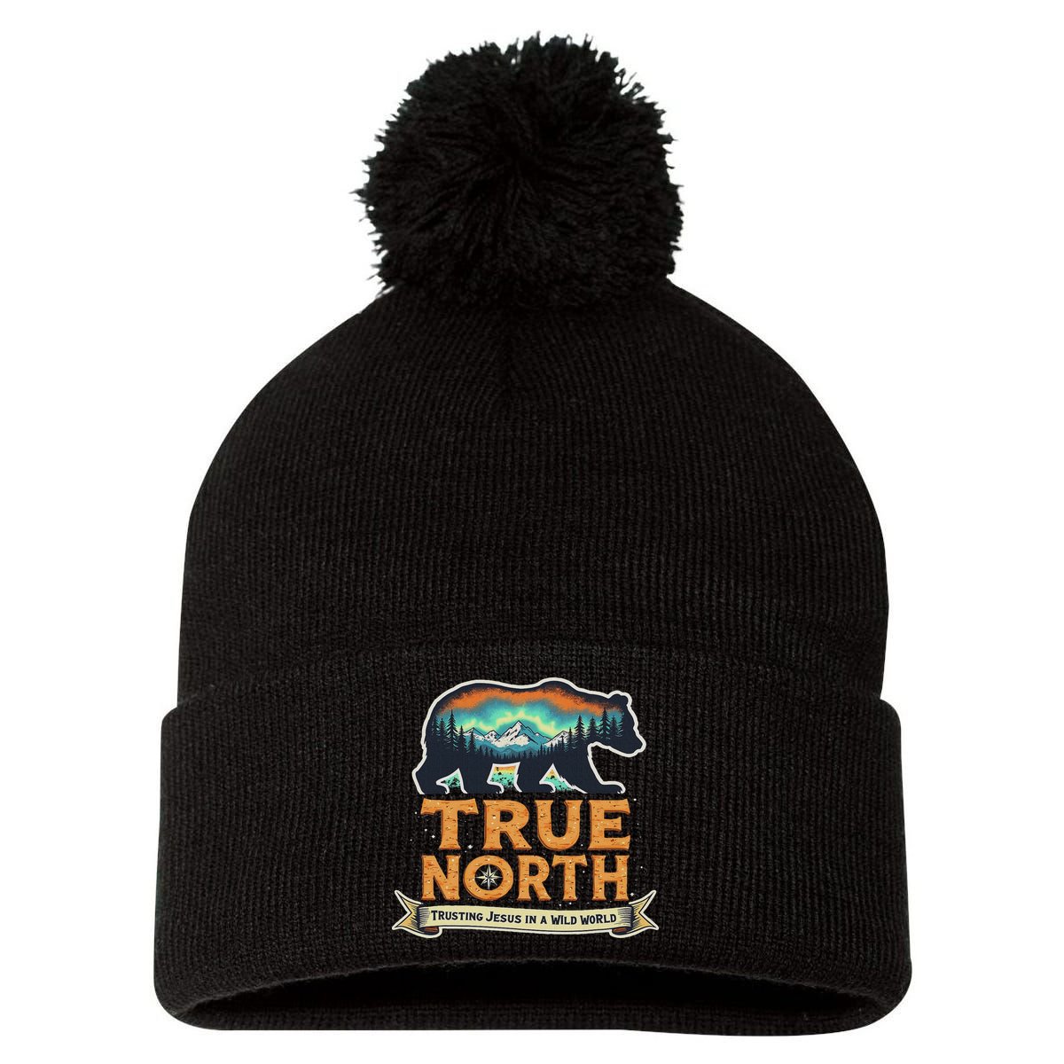 True North Vbs 2025 Christian Trusting Jesus Wilderness Pom Pom 12in Knit Beanie