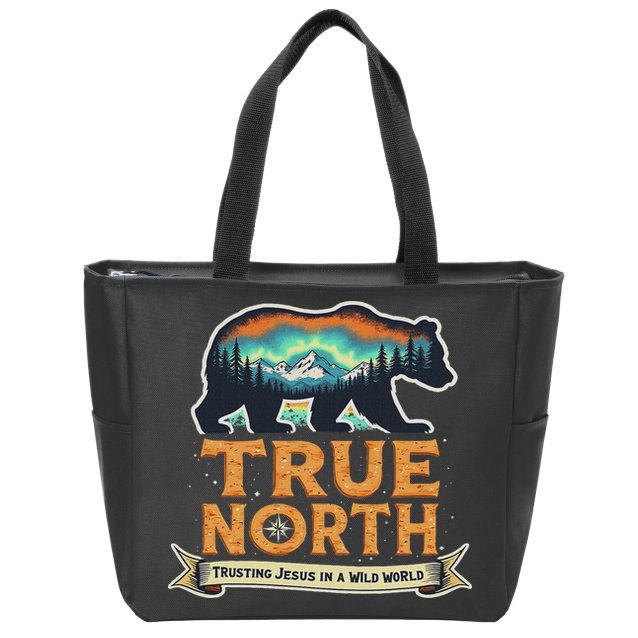 True North Vbs 2025 Christian Trusting Jesus Wilderness Zip Tote Bag