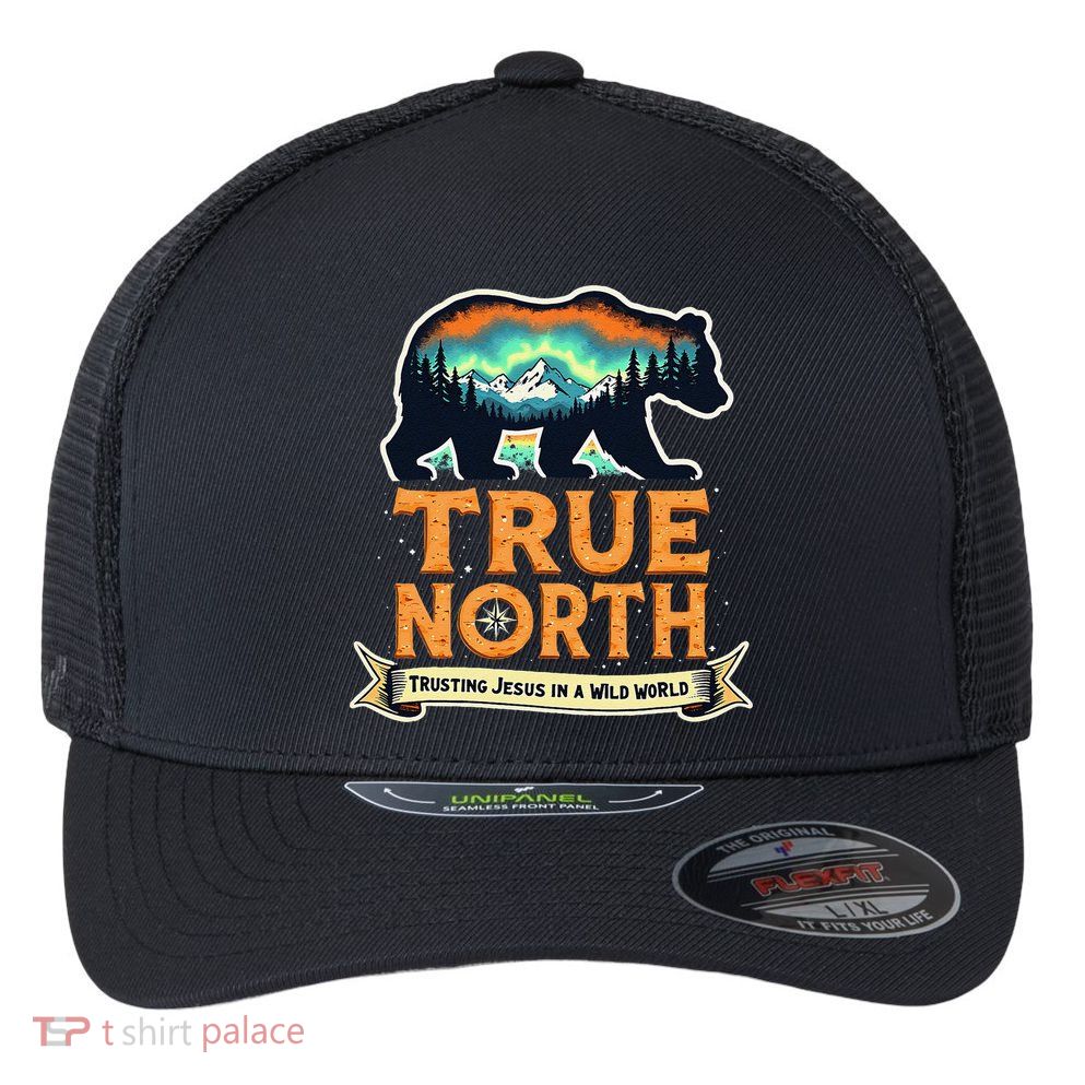 True North VBS 2025 Christian Trusting Jesus Wilderness Gift Flexfit Unipanel Trucker Cap