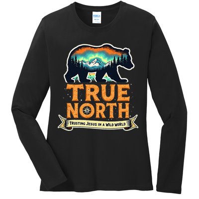 True North VBS 2025 Christian Trusting Jesus Wilderness Gift Ladies Long Sleeve Shirt