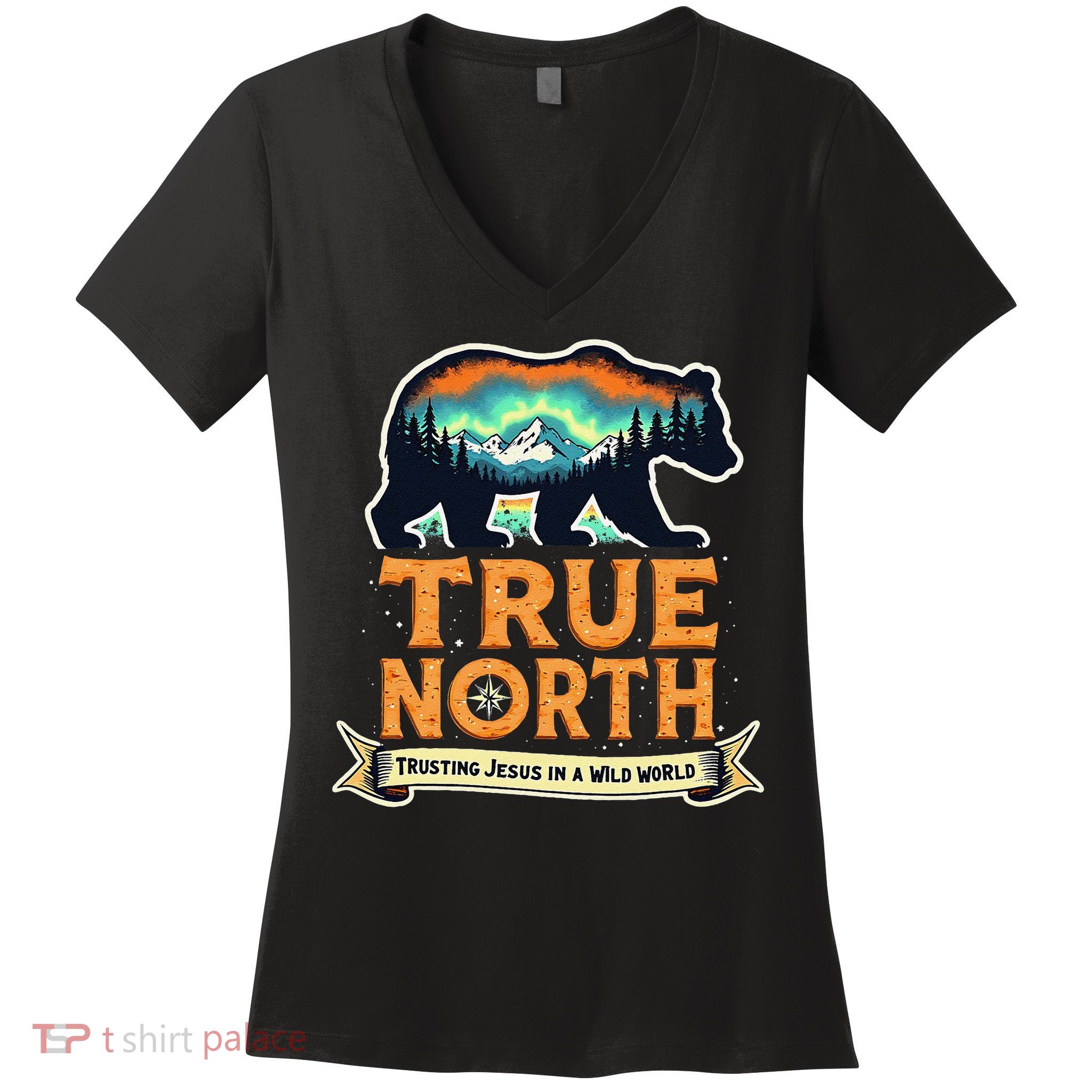 True North VBS 2025 Christian Trusting Jesus Wilderness Gift Women's V-Neck T-Shirt