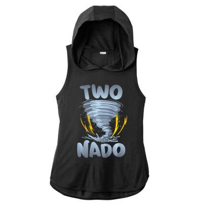 Two Nado Warning 2nd Birthday Tornado Themed Birthday Ladies PosiCharge Tri-Blend Wicking Draft Hoodie Tank