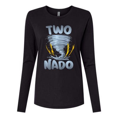 Two Nado Warning 2nd Birthday Tornado Themed Birthday Womens Cotton Relaxed Long Sleeve T-Shirt