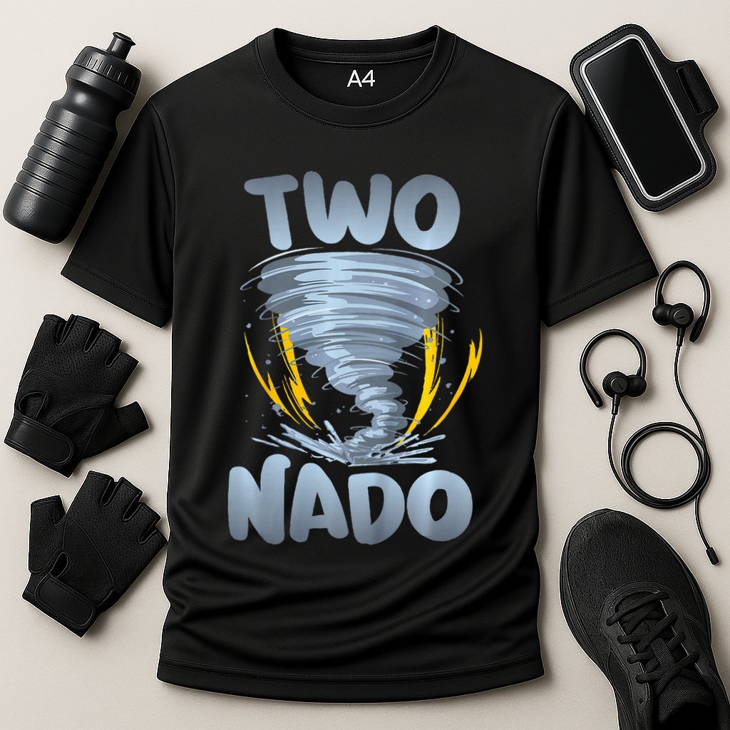 Two Nado Warning 2nd Birthday Tornado Themed Birthday Cooling Performance Crew T-Shirt