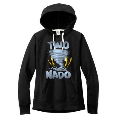 Two Nado Warning 2nd Birthday Tornado Themed Birthday Women's Fleece Hoodie