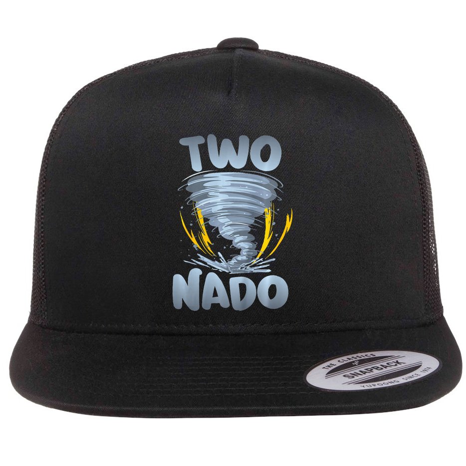 Two Nado Warning 2nd Birthday Tornado Themed Birthday Flat Bill Trucker Hat