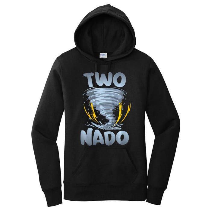 Two Nado Warning 2nd Birthday Tornado Themed Birthday Women's Pullover Hoodie