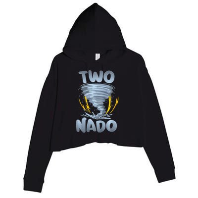 Two Nado Warning 2nd Birthday Tornado Themed Birthday Crop Fleece Hoodie