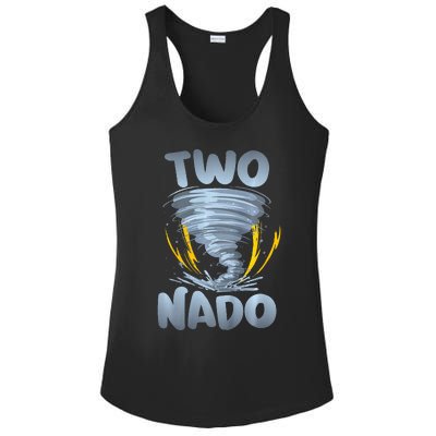 Two Nado Warning 2nd Birthday Tornado Themed Birthday Ladies PosiCharge Competitor Racerback Tank