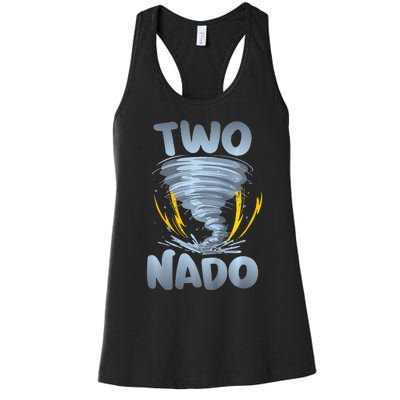 Two Nado Warning 2nd Birthday Tornado Themed Birthday Women's Racerback Tank