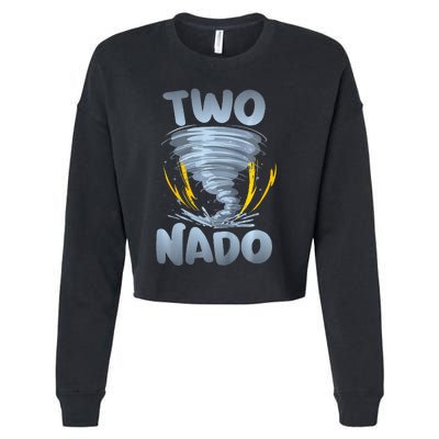 Two Nado Warning 2nd Birthday Tornado Themed Birthday Cropped Pullover Crew