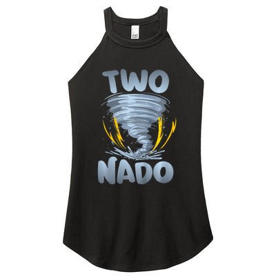 Two Nado Warning 2nd Birthday Tornado Themed Birthday Women's Perfect Tri Rocker Tank