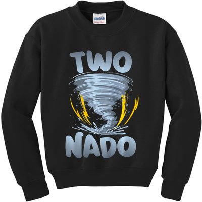 Two Nado Warning 2nd Birthday Tornado Themed Birthday Kids Sweatshirt