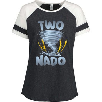 Two Nado Warning 2nd Birthday Tornado Themed Birthday Enza Ladies Jersey Colorblock Tee