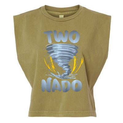 Two Nado Warning 2nd Birthday Tornado Themed Birthday Garment-Dyed Women's Muscle Tee