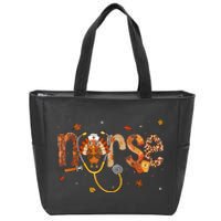 Thanksgiving Nurse Women Girl Turkey Fall Scrub Top Zip Tote Bag