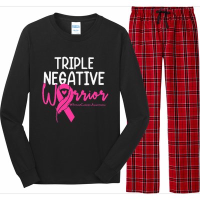 Triple Negative Warrior Pink Ribbon Breast Cancer Awareness Long Sleeve Pajama Set