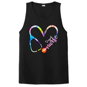 Travel Nurse Watercol Love Heart Stethoscope Rn Nurse Mom Gift PosiCharge Competitor Tank