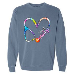 Travel Nurse Watercol Love Heart Stethoscope Rn Nurse Mom Gift Garment-Dyed Sweatshirt