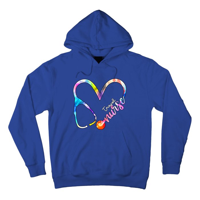 Travel Nurse Watercol Love Heart Stethoscope Rn Nurse Mom Gift Hoodie