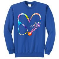 Travel Nurse Watercol Love Heart Stethoscope Rn Nurse Mom Gift Sweatshirt