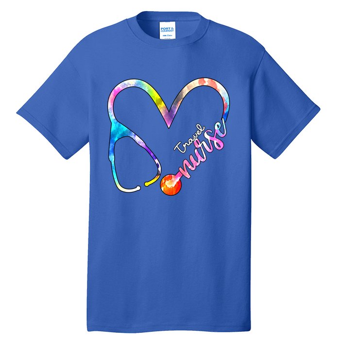 Travel Nurse Watercol Love Heart Stethoscope Rn Nurse Mom Gift Tall T-Shirt