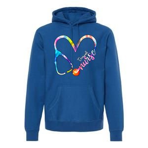 Travel Nurse Watercol Love Heart Stethoscope Rn Nurse Mom Gift Premium Hoodie