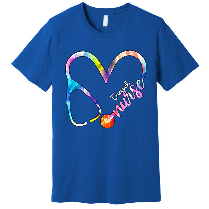 Travel Nurse Watercol Love Heart Stethoscope Rn Nurse Mom Gift Premium T-Shirt