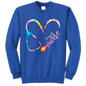 Travel Nurse Watercol Love Heart Stethoscope Rn Nurse Mom Gift Tall Sweatshirt