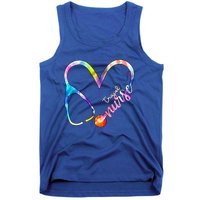 Travel Nurse Watercol Love Heart Stethoscope Rn Nurse Mom Gift Tank Top