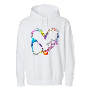 Travel Nurse Watercol Love Heart Stethoscope Rn Nurse Mom Gift Garment-Dyed Fleece Hoodie