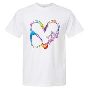 Travel Nurse Watercol Love Heart Stethoscope Rn Nurse Mom Gift Garment-Dyed Heavyweight T-Shirt