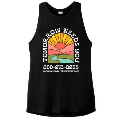 Tomorrow Needs You National Suicide Prevention Lifeline Ladies PosiCharge Tri-Blend Wicking Tank