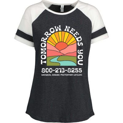 Tomorrow Needs You National Suicide Prevention Lifeline Enza Ladies Jersey Colorblock Tee