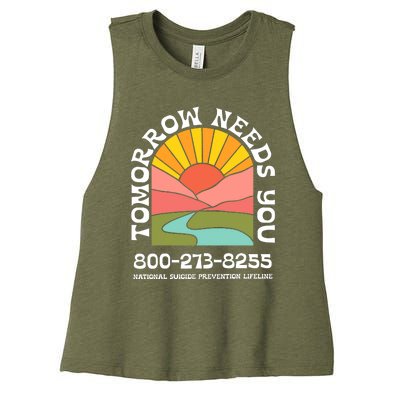 Tomorrow Needs You National Suicide Prevention Lifeline Women's Racerback Cropped Tank