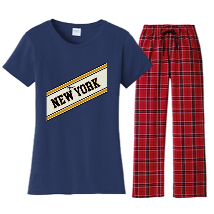 Troy New York Varsity Logo Women's Flannel Pajama Set