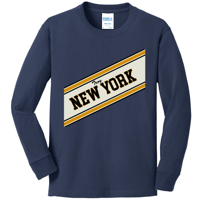 Troy New York Varsity Logo Kids Long Sleeve Shirt