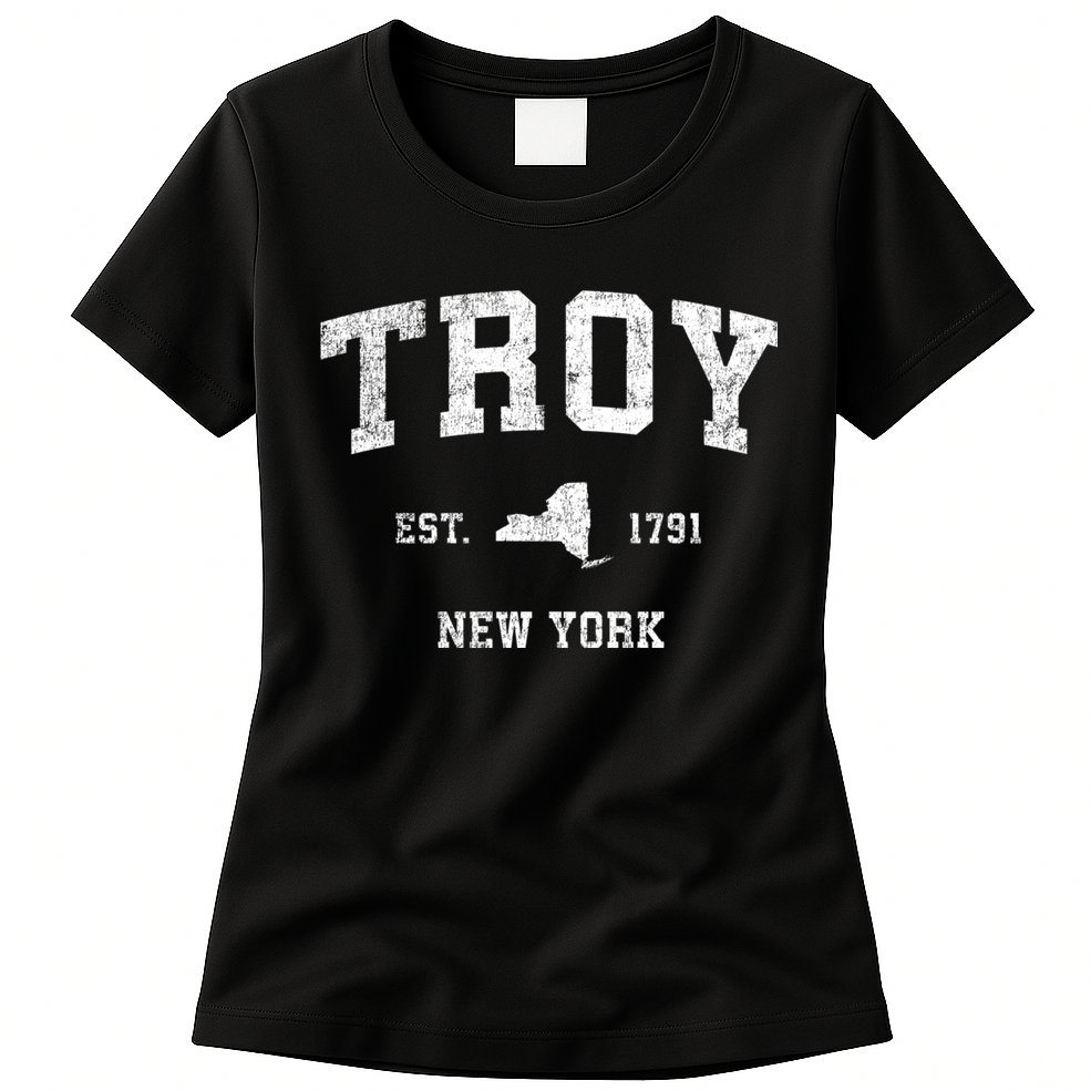 Troy New York Ny Vintage Sports Womens T-Shirt