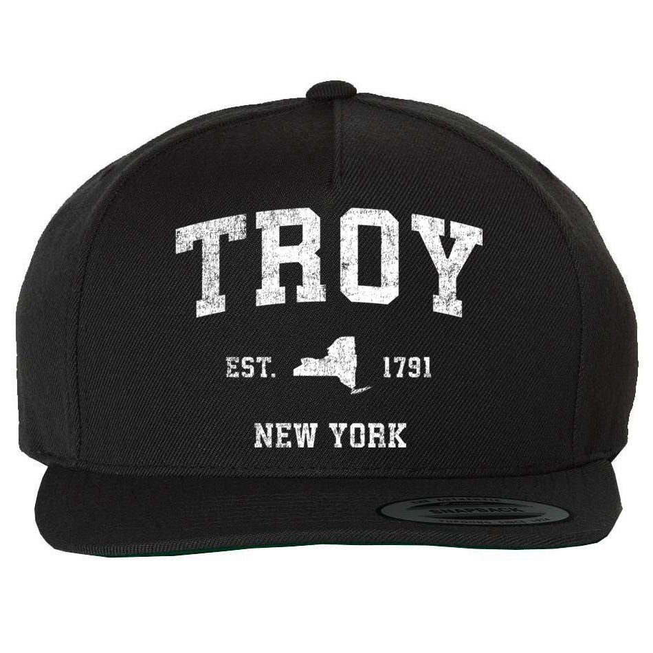 Troy New York Ny Vintage Sports Wool Snapback Cap
