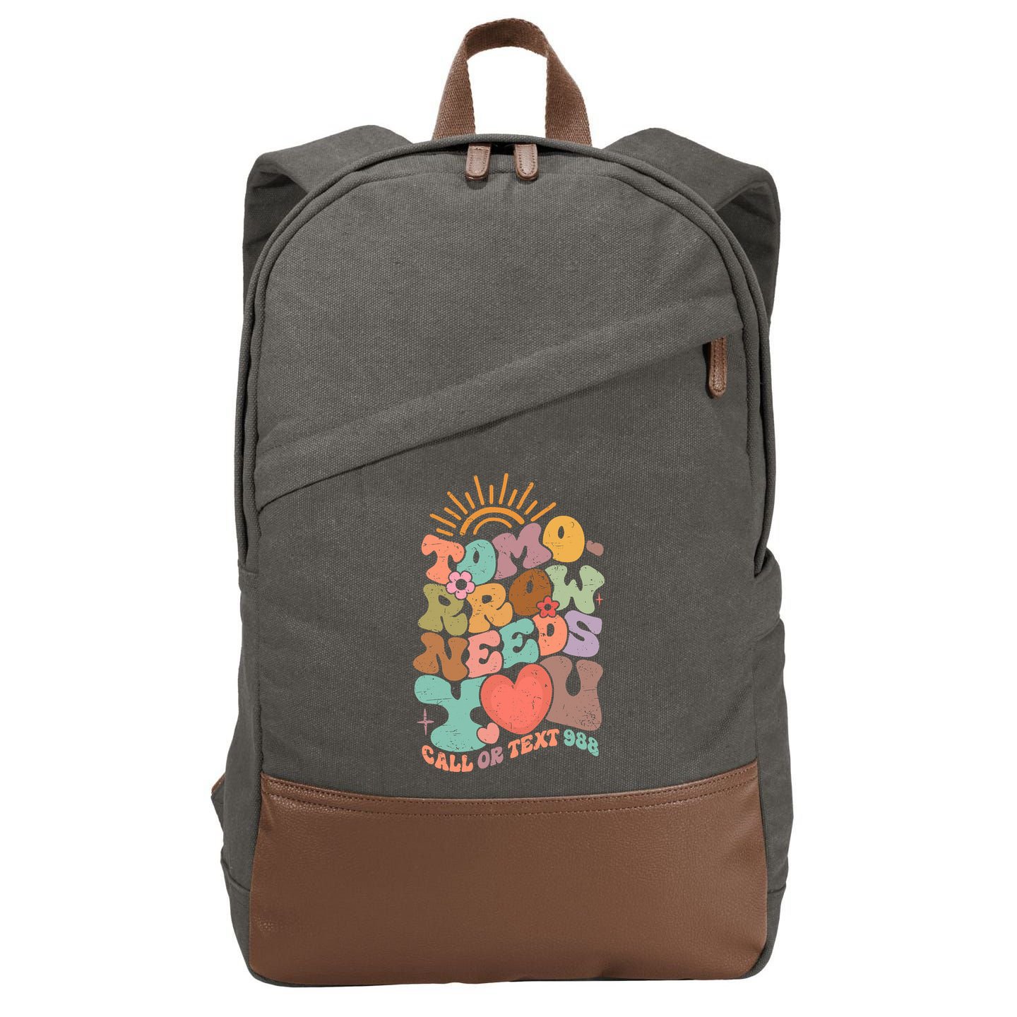 Tomorrow Needs You Call Or Text 988 Mental Health Mental Health Awareness Cotton Canvas Backpack