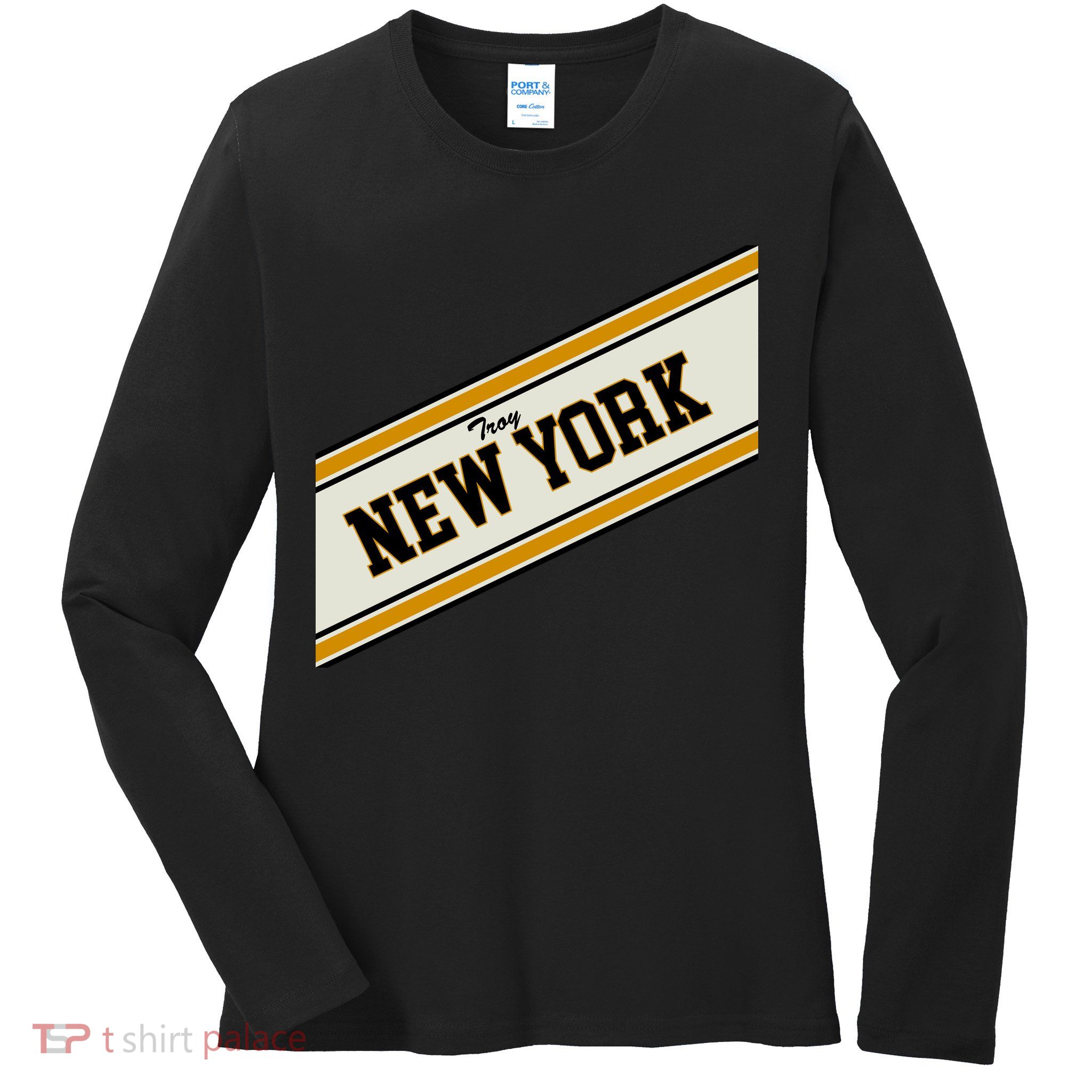 Troy New York Varsity Logo Ladies Long Sleeve Shirt