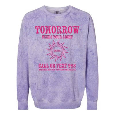 Tomorrow Needs You Hoodie 988 Suicide Awareness Colorblast Crewneck Sweatshirt