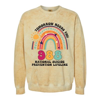 Tomorrow Needs You 988 National Suicide Prevention Lifeline Colorblast Crewneck Sweatshirt