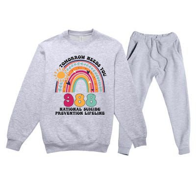 Tomorrow Needs You 988 National Suicide Prevention Lifeline Premium Crewneck Sweatsuit Set