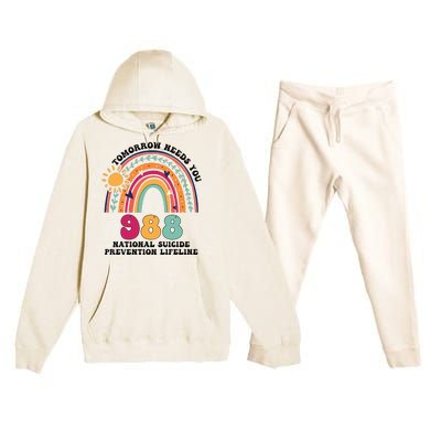 Tomorrow Needs You 988 National Suicide Prevention Lifeline Premium Hooded Sweatsuit Set