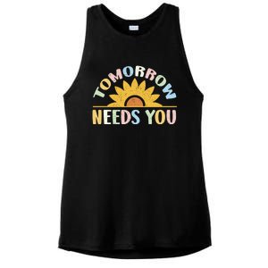 Tomorrow Needs You Tal Health Awareness Support Cute Gift Ladies PosiCharge Tri-Blend Wicking Tank