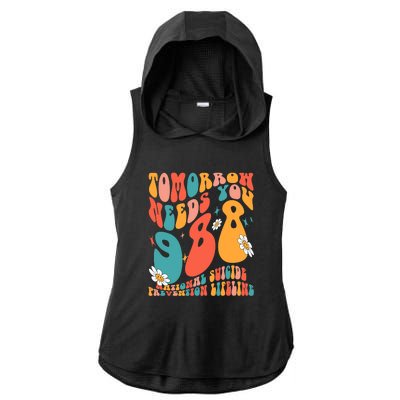 Tomorrow Needs You 988 National Suicide Prevention Lifeline Ladies PosiCharge Tri-Blend Wicking Draft Hoodie Tank