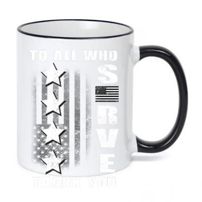 To All Who Served Thank You 11oz Black Color Changing Mug